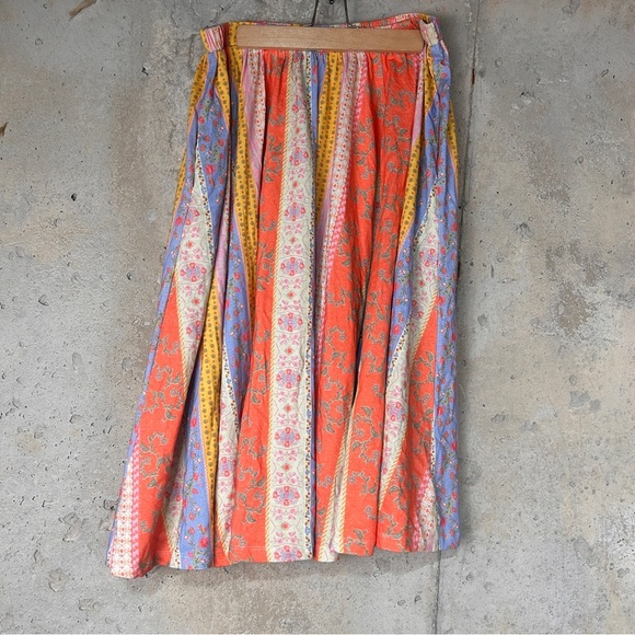 Free people coral lavender yellow floral patchwork midi skirt bralette set large - Picture 3 of 13